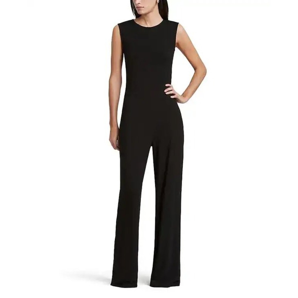 Marcella New York Whitney Jumpsuit Black Sleeveless Wide Leg Minimalist Small